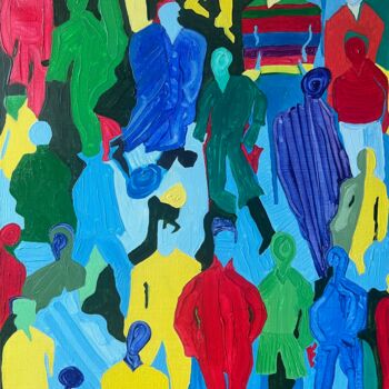 Schilderij getiteld "Абстрактные люди" door Aleksey Ovsyannikov, Origineel Kunstwerk, Olie Gemonteerd op Houten paneel