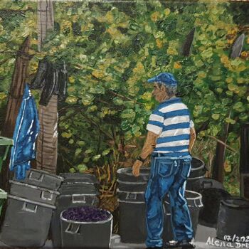 Pintura intitulada "Grape harvest" por Alena Drisner, Obras de arte originais, Acrílico