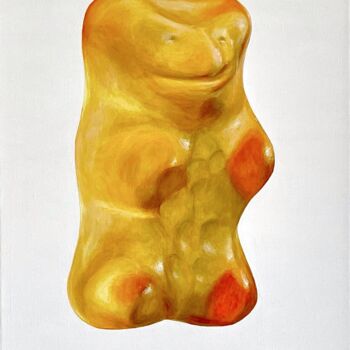 「Haribo orange」というタイトルの絵画 Алена Прядунによって, オリジナルのアートワーク, オイル ウッドストレッチャーフレームにマウント