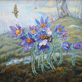 Pintura titulada ""Spring flight of t…" por Ales Filipovich, Obra de arte original, Oleo