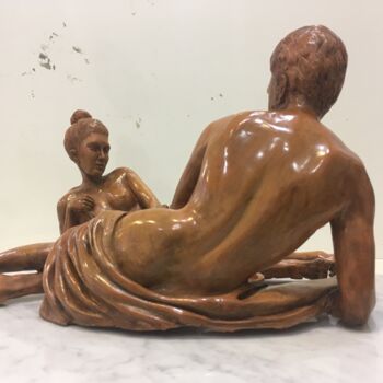 Sculpture titled "I DUE AMANTI" by Alessandro Colucci, Original Artwork, Clay