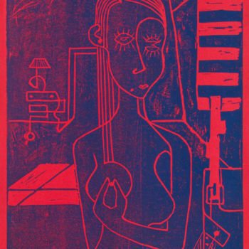 Εκτυπώσεις & Χαρακτικά με τίτλο "Valentine rouge et…" από Alessandro Flavio Bruno, Αυθεντικά έργα τέχνης, Χαρακτικά σε λινόλ…