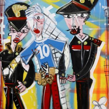 Painting titled "L'Arresto di Napoli" by Alessandro Siviglia, Original Artwork, Acrylic Mounted on Wood Stretcher frame