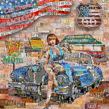 Arte digital titulada "American Diner In B…" por Alex Loskutov, Obra de arte original, Foto-montaje