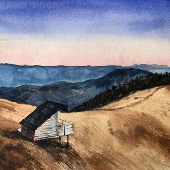 Painting titled "A house on the plai…" by Alex Vainova, Original Artwork, Watercolor