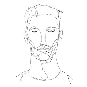 Dessin intitulée "One-line portrait" par Alex Z, Œuvre d'art originale