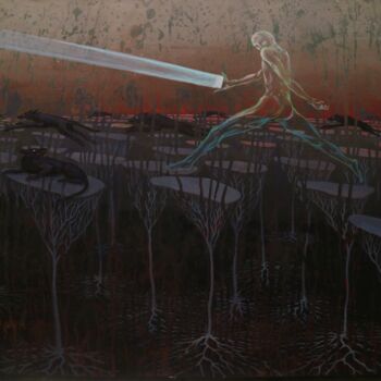 제목이 "Transparent man wit…"인 미술작품 Alexander Sovtsa로, 원작, 아크릴 나무 들것 프레임에 장착됨