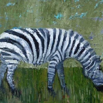 Schilderij getiteld "Zebra" door Alexander Antadze, Origineel Kunstwerk, Olie