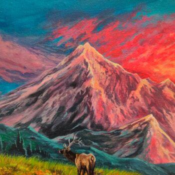Картина под названием "Pink mountains" - Alexandr Arzhanov, Подлинное произведение искусства, Акрил Установлен на Деревянная…