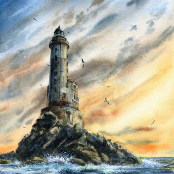「Old Lighthouse」というタイトルの絵画 Alexandr Karpovによって, オリジナルのアートワーク, 水彩画