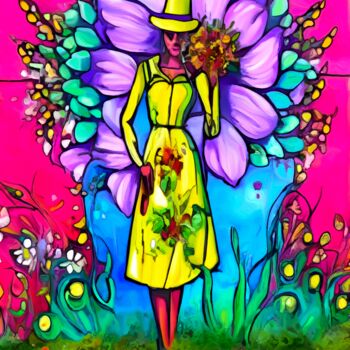 Digital Arts titled "“Amongst Flowers”" by Alexandra Bloodworth, Original Artwork, AI generated image