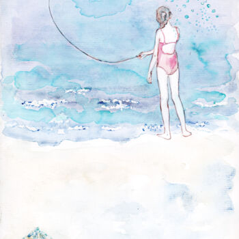 Painting titled "La petite fée (Emma)" by Alexandra Bobolina, Original Artwork, Watercolor