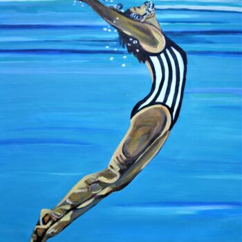 Painting titled "Swimmer / 92 x 56 x…" by Alexandra Djokic, Original Artwork, Acrylic