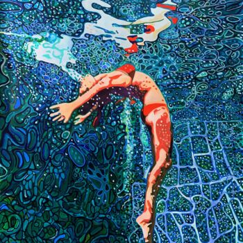 Malerei mit dem Titel "Underwater Green /…" von Alexandra Djokic, Original-Kunstwerk, Acryl