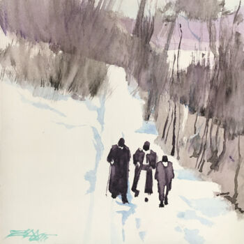 Painting titled "N°475 Le sage du vi…" by Alexandre Dumitrescu, Original Artwork, Watercolor