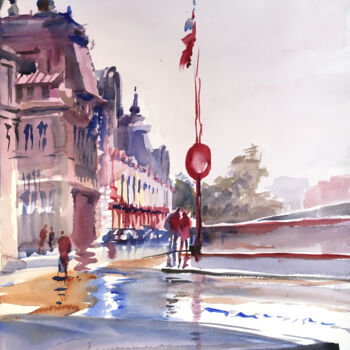 Peinture intitulée "N°349 Paris. Musée…" par Alexandre Dumitrescu, Œuvre d'art originale, Aquarelle