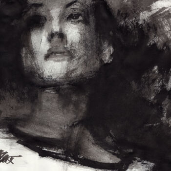 Painting titled "Portrait de femme N…" by Alexandre Dumitrescu, Original Artwork, Ink