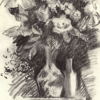 제목이 "Bouquet de roses"인 그림 Alexandre Dumitrescu로, 원작, 숯