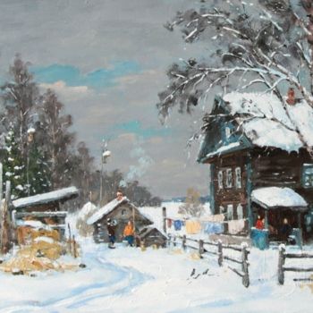 Peinture intitulée "Mishukovo Village" par Alexander Alexandrovsky, Œuvre d'art originale