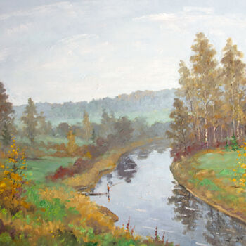 Peinture intitulée "Tosna River. October" par Alexander Alexandrovsky, Œuvre d'art originale, Huile