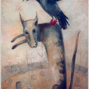 Schilderij getiteld "Raven Dog" door Alexej Simonenko (Sima), Origineel Kunstwerk