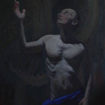 Painting titled "The dark will is in…" by Alexey Spirin, Original Artwork, Oil Mounted on Wood Stretcher frame