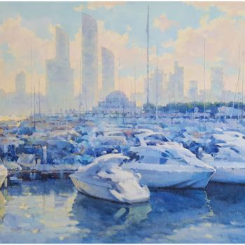 Painting titled "Abu Dhabi port" by Alex Hook Krioutchkov, Original Artwork, Oil