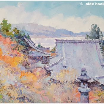 Painting titled "Autumn in Japan. Mi…" by Alex Hook Krioutchkov, Original Artwork, Oil Mounted on Wood Stretcher frame