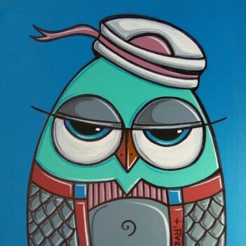 제목이 "Sailor Owl I"인 미술작품 Alexia Bahar Karabenli Yılmaz로, 원작, 아크릴