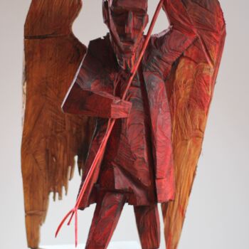Sculpture intitulée "Z CYKLU DIABŁY BESK…" par Alex Johanson, Œuvre d'art originale, Bois Monté sur Panneau de bois