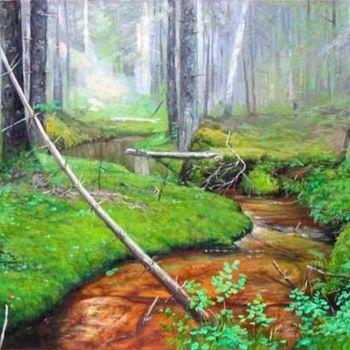 绘画 标题为“creek in wood” 由Alexander Bezrodnykh, 原创艺术品, 油