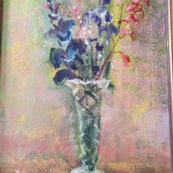 Painting titled "Fiori" by Alfonsina Folegnani, Original Artwork, Oil Mounted on Other rigid panel
