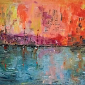 Peinture intitulée "City on fire" par Alfonso Fernandez Gregori, Œuvre d'art originale, Huile