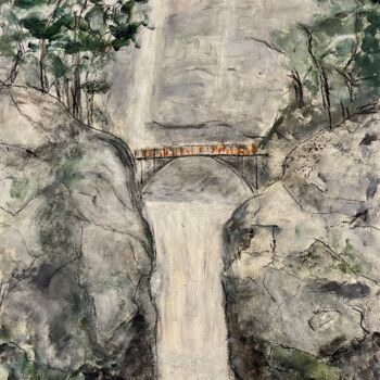 Peinture intitulée "Multinomah falls" par Alfredo Machado Zingg, Œuvre d'art originale, Acrylique