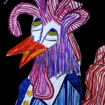 Schilderij getiteld "Un señor gallo  (a…" door Alfredo Sánchez López, Origineel Kunstwerk