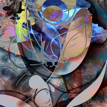 Digitale Kunst getiteld "Bleu fou" door Alice Pabion, Origineel Kunstwerk, Digitaal Schilderwerk