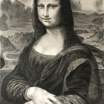 Ζωγραφική με τίτλο "Mona Lisa" από Hakan Oğuz, Αυθεντικά έργα τέχνης, Κοντέ