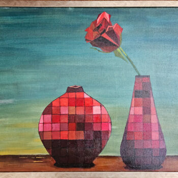 Pintura intitulada "Geometric Still Lif…" por Alida Velea, Obras de arte originais, Óleo