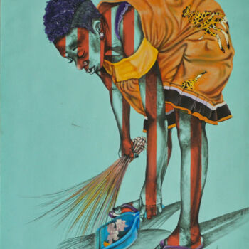 Painting titled "World Cleaner" by Alida Ymelé, Original Artwork, Acrylic Mounted on Wood Stretcher frame