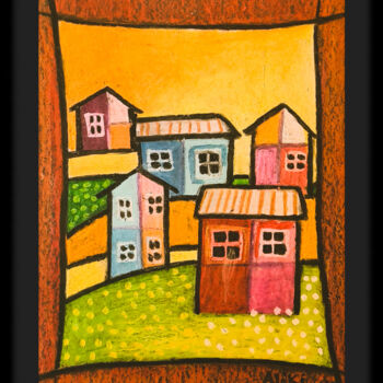 Peinture intitulée "Farm Houses I" par Aliki, Œuvre d'art originale, Pastel
