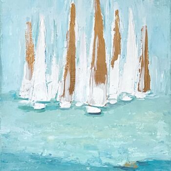 Malarstwo zatytułowany „Seascape with yachts” autorstwa Alina Fayzi, Oryginalna praca, Akryl