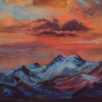 Painting titled "Mountain Ushba" by Alina Gelman, Original Artwork, Acrylic