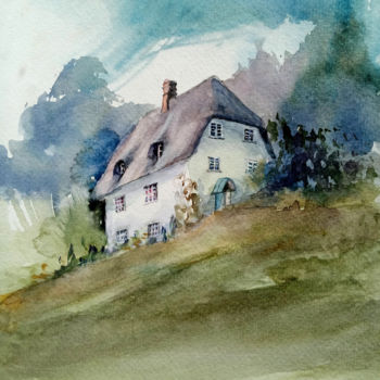 Painting titled "On the hill" by Alina Matykiewicz, Original Artwork, Watercolor