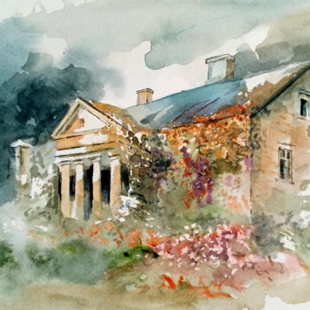Painting titled "Old mansion" by Alina Matykiewicz, Original Artwork, Watercolor