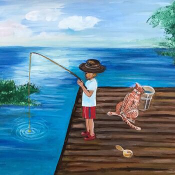 绘画 标题为“The boy is fishing,…” 由Alina Morozova, 原创艺术品, 油