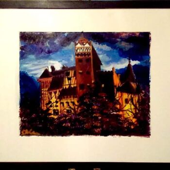 Malerei mit dem Titel "Castello di Dracula" von Alina Somesan, Original-Kunstwerk, Acryl
