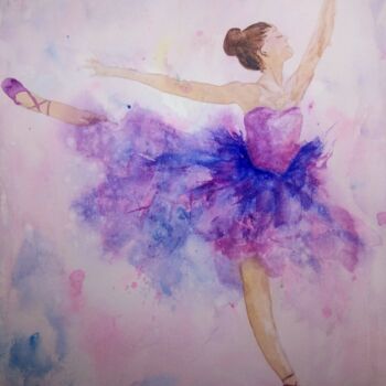 Pintura intitulada "Bailarina em Aquare…" por Aline Martins, Obras de arte originais, Aquarela