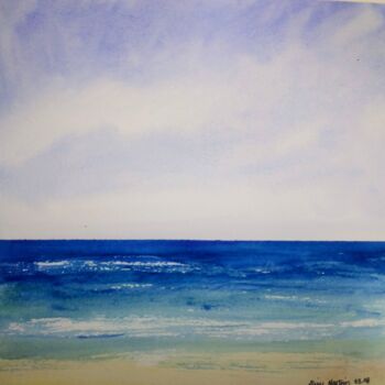 Pintura intitulada "The Sea" por Aline Martins, Obras de arte originais, Aquarela