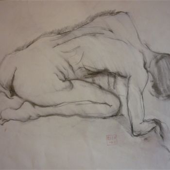 Drawing titled "Nu masculin" by Aliona, Original Artwork