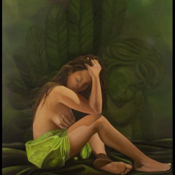 Painting titled "meditacion-angelica…" by Alirio Fonseca Alvarez, Original Artwork, Oil